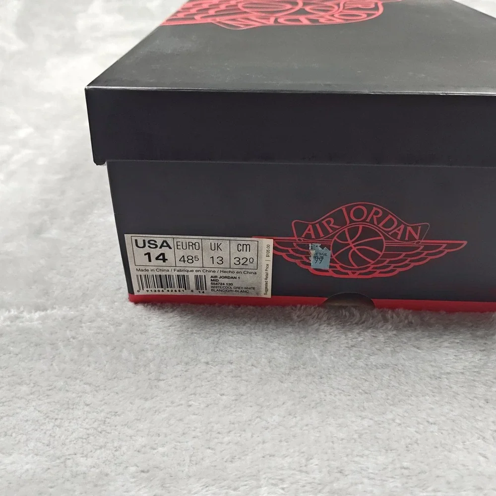 Jordan Air Jordan 1 Mid Mens 14 White 554724 120 Nike With Box New